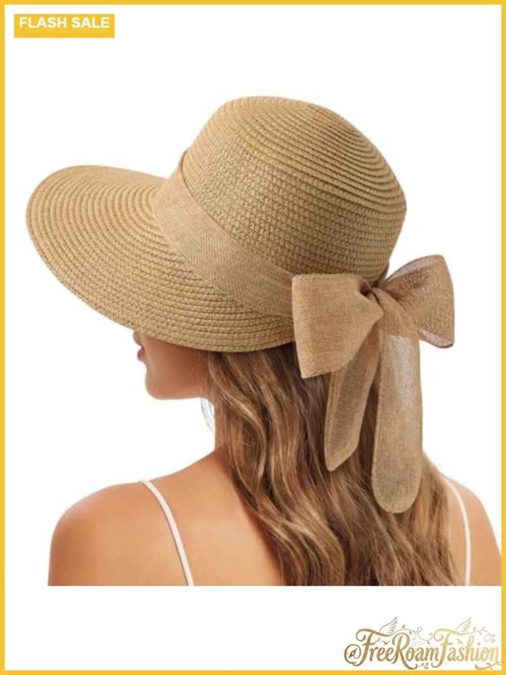 Straw Sun Hat Foldable Bowknot Beach Hat UV Protection